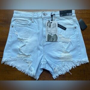 •NWT•Kendall + Kylie The Icon Short Distressed Frayed Hem Jean Shorts